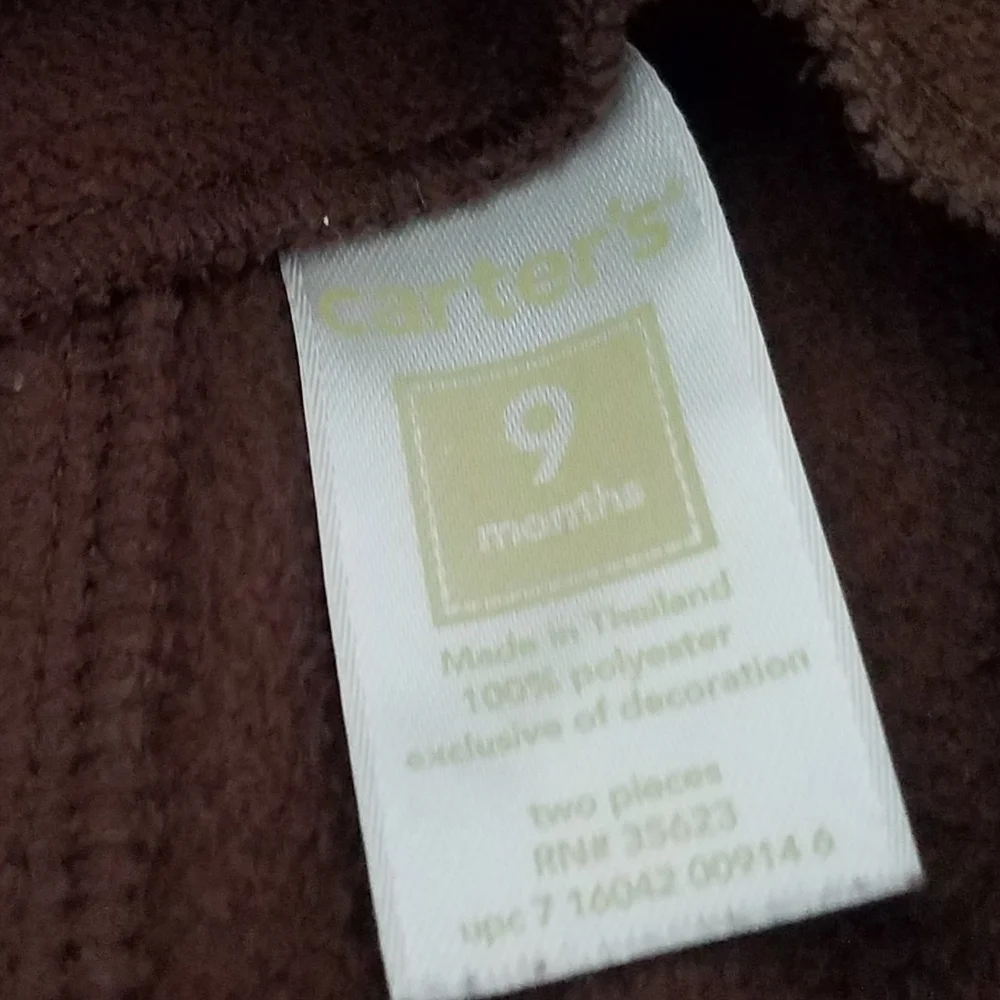Carter's Fleece Bear Overalls 9m